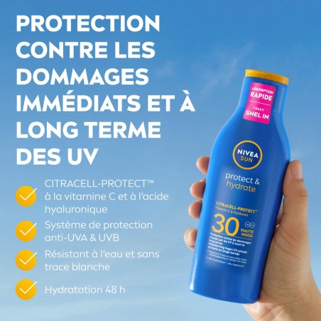Lot Crème protection solaire visage SPF50 lait corps FPS 30 Protect & Hydrate & Après-soleil Lait Hydratant