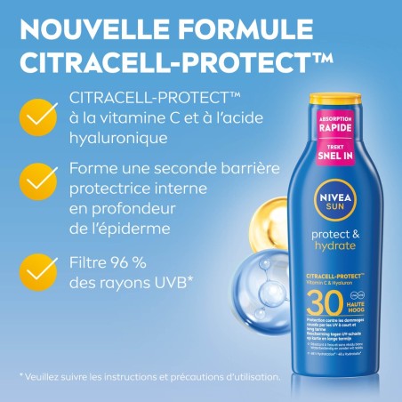 Lot Crème protection solaire visage SPF50 lait corps FPS 30 Protect & Hydrate & Après-soleil Lait Hydratant