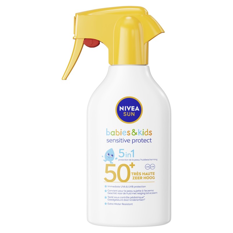 Lot Crème Solaire Pistolet Sensitive Bébés & Enfants FPS 50+ & Crème solaire Lait SPF 50+ Hydrate