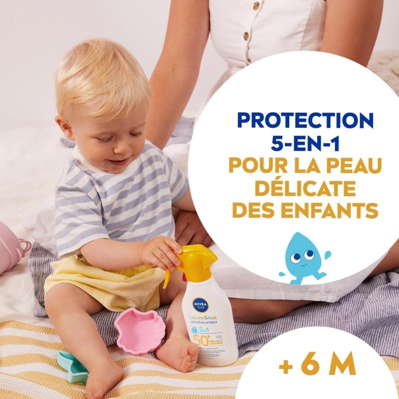 Lot Crème Solaire Pistolet Sensitive Bébés & Enfants FPS 50+ & Crème solaire Lait SPF 50+ Hydrate