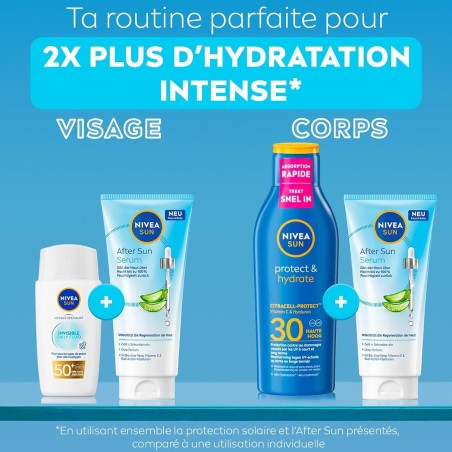 Lot FORMAT VOYAGE  Crème solaire visage SPF50 Hydratante 40ml & Après-Soleil Gel Sérum Aloe Vera Bio 100ml