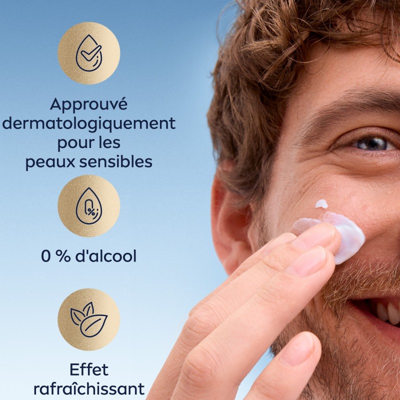 Lot Mousse à raser, après rasage, crème visage et gel crème visage et barbe peau sensible NIVEA MEN