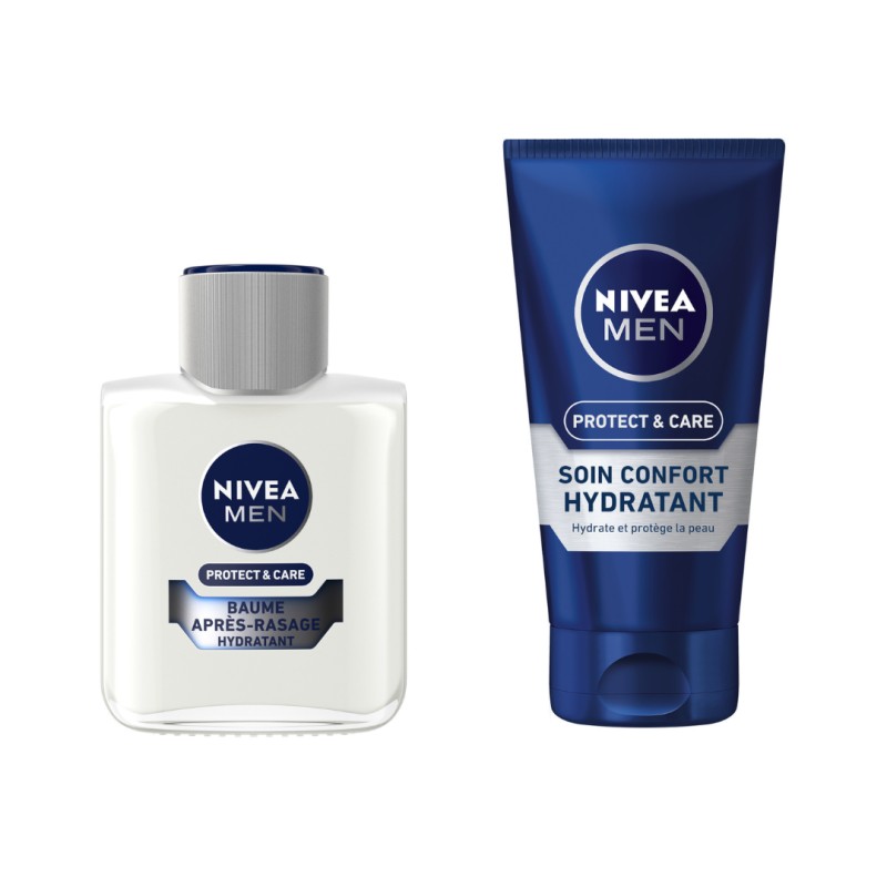 Lot Baume Après-rasage Peaux sèches Protect&Care et crème visage Homme Peaux sèches Nivea