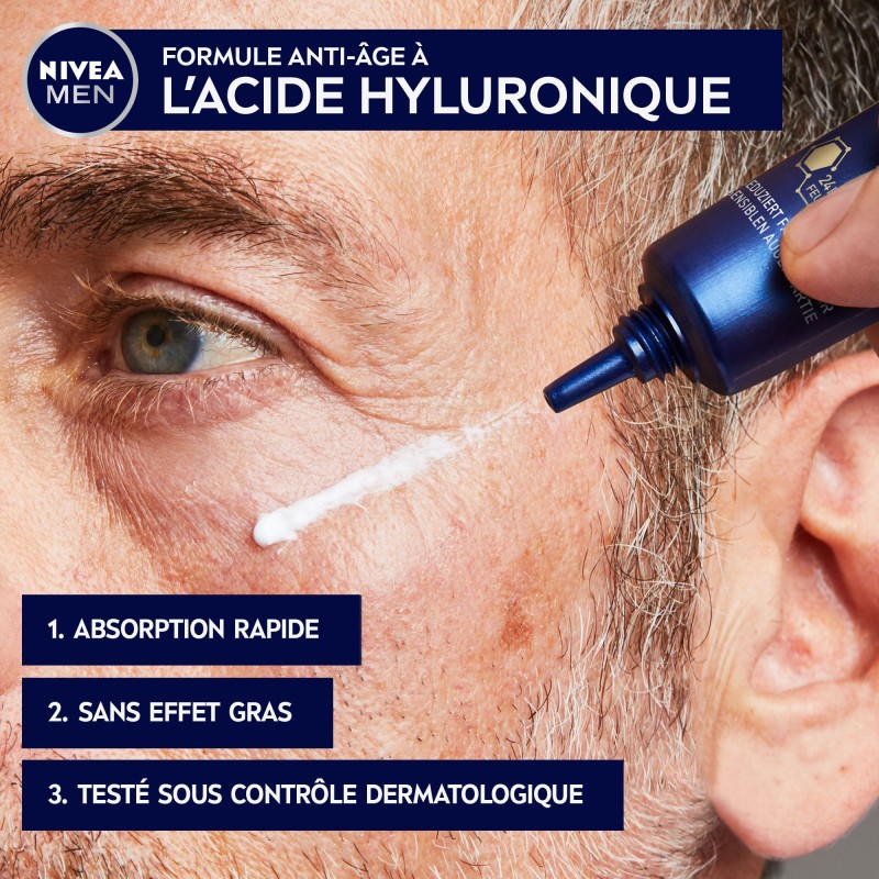 Lot Soin anti rides global homme Active Age 50ml & Soin Contour Yeux Homme Anti-Âge Hyaluron NIVEA MEN 15ml