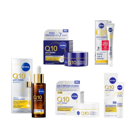 Lot ROUTINE Q10 anti-rides - Sérum 30 ml + Crème jour 50 ml + Crème nuit 50 ml +Crème contour yeux 15ml + Sérum 15ml