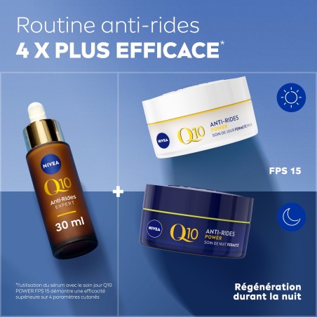 Lot ROUTINE Q10 anti-rides - Sérum 30 ml + Crème jour 50 ml + Crème nuit 50 ml +Crème contour yeux 15ml + Sérum 15ml