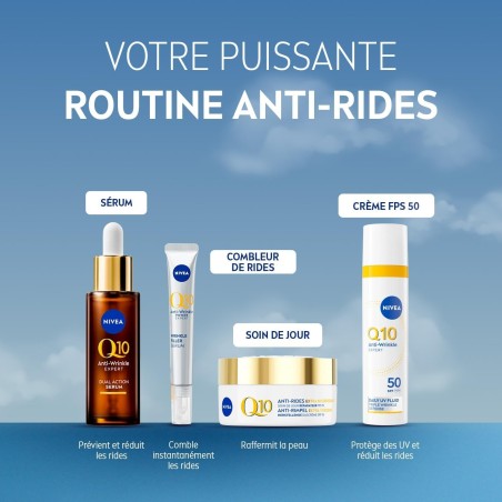 Lot ROUTINE Q10 anti-rides - Sérum 30 ml + Crème jour 50 ml + Crème nuit 50 ml +Crème contour yeux 15ml + Sérum 15ml
