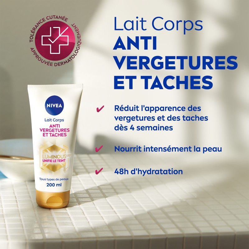 LOT luminous Lait Corps Anti-vergetures & anti-taches, Huile Sérum Corps Anti-vergetures & Crème Mains Anti Taches Peaux sèches