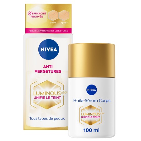 LOT luminous Lait Corps Anti-vergetures & anti-taches, Huile Sérum Corps Anti-vergetures & Crème Mains Anti Taches Peaux sèches