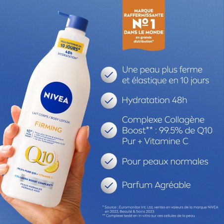 LOT Lait Corps Fermeté Hydratant Q10 + Vitamine C & t Corps Revitalisant Fermeté Q10 NIVEA