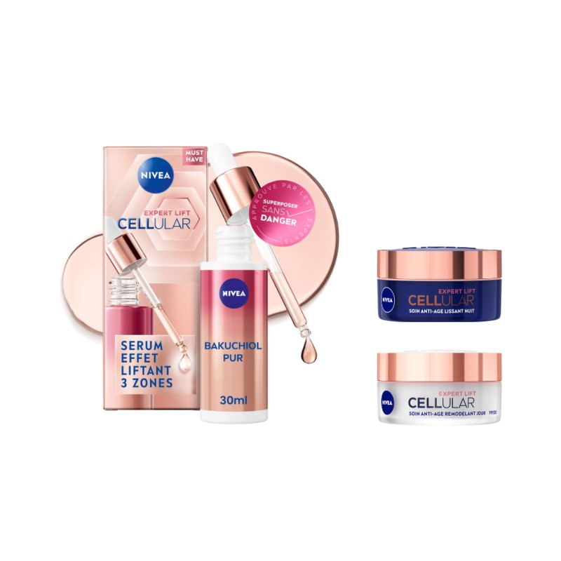 LOT CELLULAR EXPERT LIFT - Crème visage  Jour 50ml + Crème visage nuit 50ml  +  Sérum visage 30ml