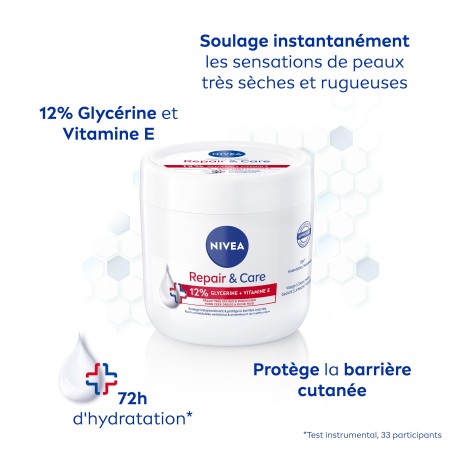 Lot Lait Corps Repair & Care & Crème Visage Corps et Mains Repair & Care Peaux Très sèches et rugueuses