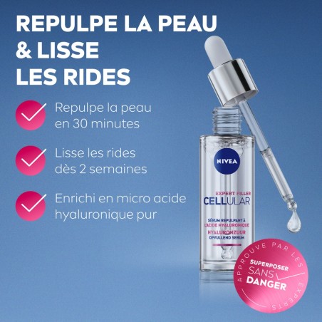 Lot CELLULAR EXPERT FILLER - Sérum 30 ml + Soin visage Jour 30 ml + Crème Soin de Nuit 50 ml + Contour Yeux & Lèvres 15ml