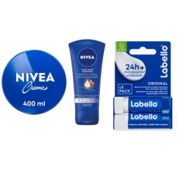 Lot Crème Mains Hydratante, Crème Hydratante Nourrissante Visage Corps Mains & Baume soin des lèvres stick hydratant Original