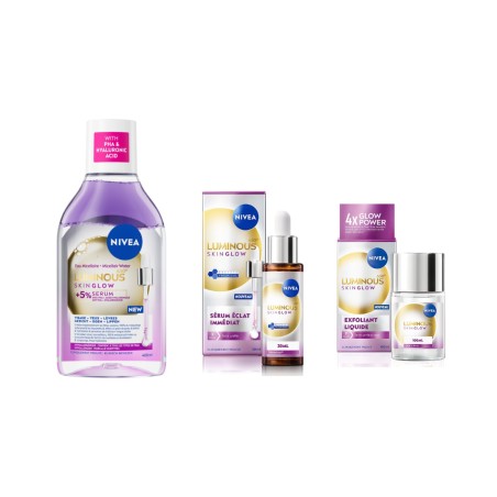 LOT LUMINOUS GLOW NIVEA  - Sérum  30ml + Soin Visage Exfoliant 100ml +Eau Micellaire Démaquillante 400ml