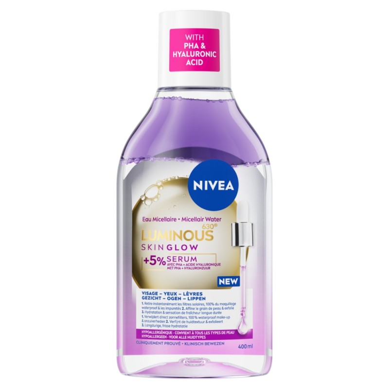 LOT LUMINOUS GLOW NIVEA  - Sérum  30ml + Soin Visage Exfoliant 100ml +Eau Micellaire Démaquillante 400ml