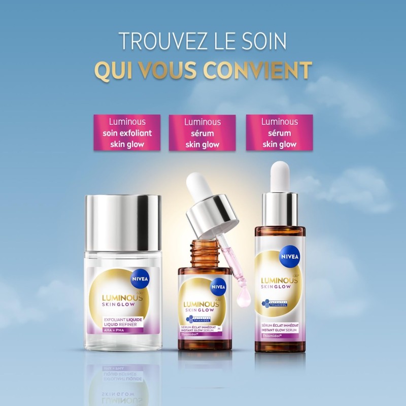 LOT LUMINOUS GLOW NIVEA  - Sérum  30ml + Soin Visage Exfoliant 100ml +Eau Micellaire Démaquillante 400ml