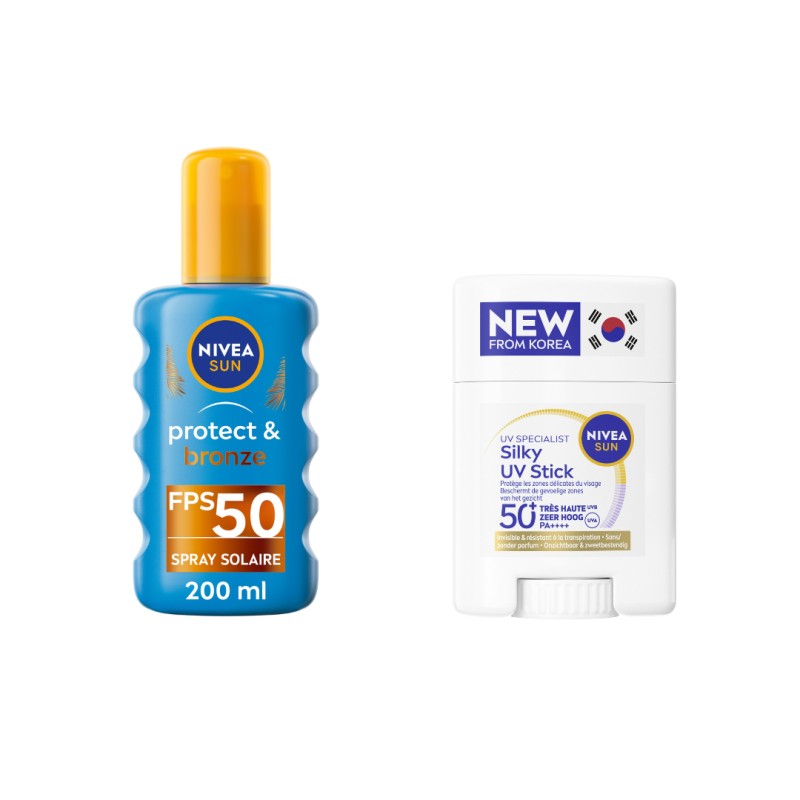 Nivea - Lot stick solaire + spray Protect & Bronze 50+