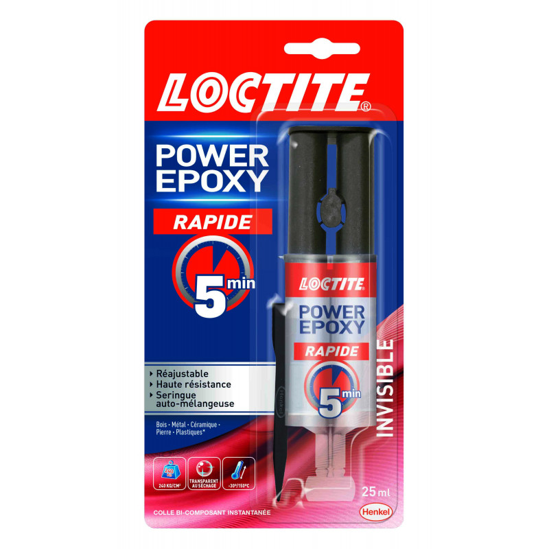 Pack de 2 - Loctite - Colle Epoxy Rapide 5 Min Invisible Seringue 25Ml