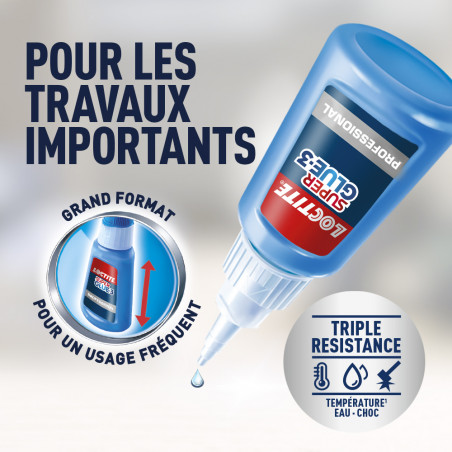 Pack de 2 - Loctite - Colles Cyanoacrylates Superglue-3 Xxl Bouteille 20G Blister 12Uc