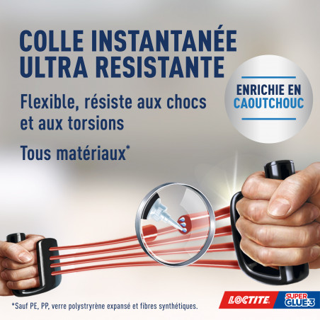 Pack de 2 - Loctite - Colles Cyanoacrylates Superglue-3 Power Gel Tube 3G Lot De 2 Blister Carton 12Uc