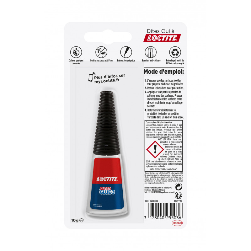 Pack de 2 - Loctite - Colles Cyanoacrylates Superglue-3 Précision Max Bouteille 10G Blister 12Uc