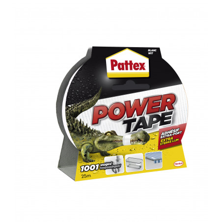 Pack de 2 - Pattex - Adhésif Réparation Power Tape Blanc Etui 25M Pack de 2 - Pattex - Adhésif Réparation Power Tape Blanc Etui 25M