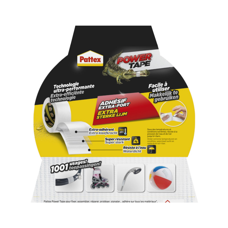 Pack de 2 - Pattex - Adhésif Réparation Power Tape Blanc Etui 25M