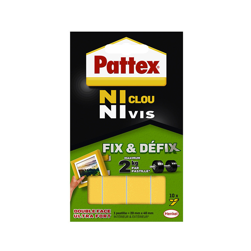 Pack de 2 - Pattex - Adhésif Fixation Ncnv Fix & Defix 10 Pastilles 2Kg 20Mm*40Mm