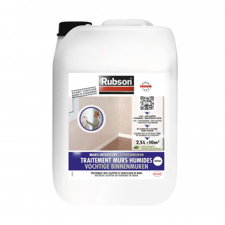 Rubson - Revêtement D'Étanchéité Murs Intérieurs Traitement Murs Humides Incolore Bidon 2.5L