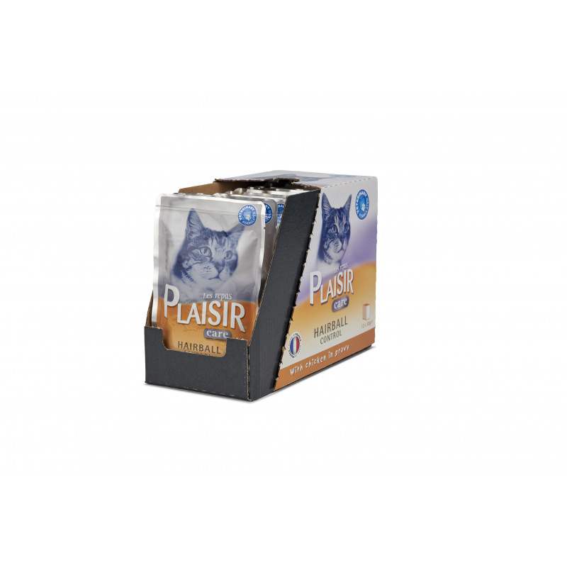 Pack de 48 - Repas Plaisir Care Emincés chat Adulte Hairball Control - Poulet Pochon 85g