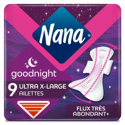 12 x 9 Serviettes Hygiéniques Nana Ultra Goodnight Extra Large