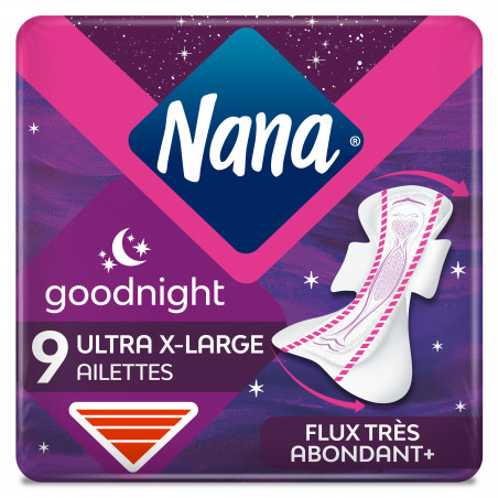 12 x 9 Serviettes Hygiéniques Nana Ultra Goodnight Extra Large
