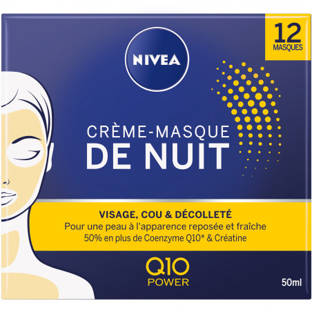 Masque de nuit visage cou et décolleté NIVEA Q10 POWER pot de 50ML pour 12 masques