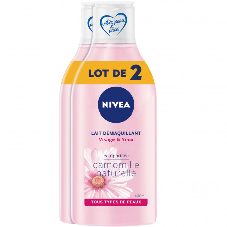 Lait démaquillant Visage & Yeux NIVEA Camomille naturelle lot 2x400ml