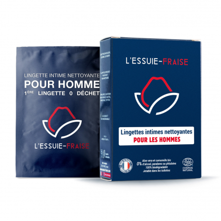 L'Essuie-Fraise - Lingette hygiène masculine bio, biodégradable, jetable toilettes - Lot de 5x7 ling
