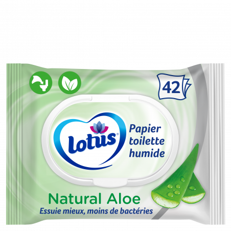 42 Feuilles Papier Toilette Humide Lotus Aloe Vera
