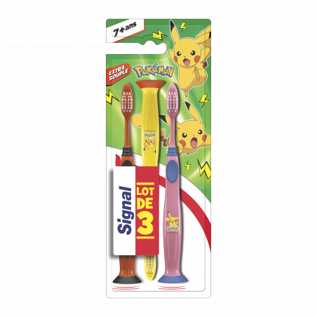 Signal Brosse à Dents Junior 7 + Ans Pokémon Extra Souple x3