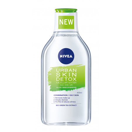 Pack de 5 Eau micellaire Urban Skin Detox Nivea anti-pollution 400ml