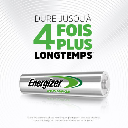 Energizer, Power Plus Rechargeable AAA/HR03, pack de 4 Piles