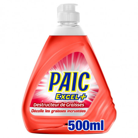 Pack de 12 Liquide Vaisselle Paic Excel + Destructeur de Graisses - 500ml
