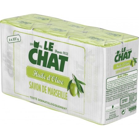 Le Chat - Savon de Marseille Solide - Huile d'Olive - 100 g x 6