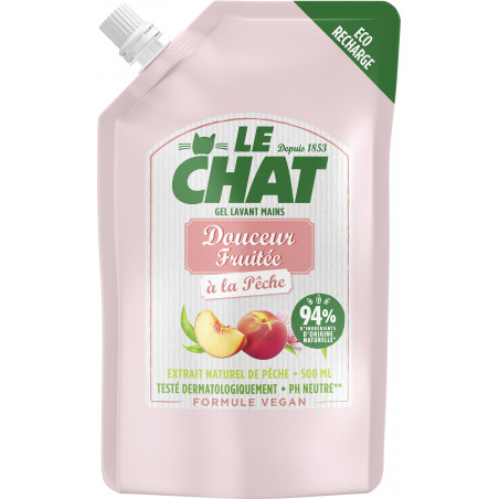 Le Chat -  Gel Lavant Mains -  Douceur Fruitée - Recharge 500 ml