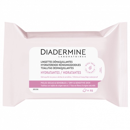 Diadermine - Lingettes Démaquillantes Hydratantes - Sachet de 25 Lingettes