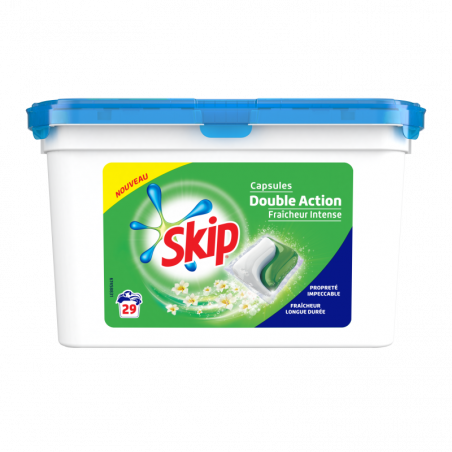 Pack de 3 Skip Lessive Capsules Double Action Fraîcheur Intense 29 Dosettes