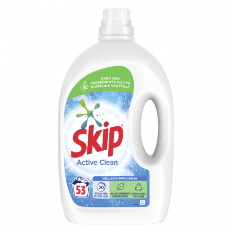 Pack de 4 SKIP Lessive Liquide Active Clean 53 Lavages 2.6L