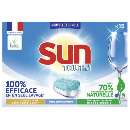 Pack de 7 Sun Tablettes Lave-Vaisselle Tout En 1 Standard 15 Lavages