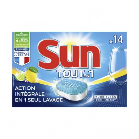 Pack de 6 Sun Tablettes Lave-Vaisselle Tout En 1 Citron 14 Lavages