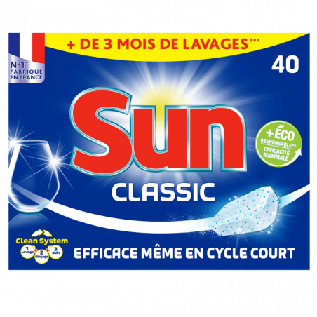 Pack de 7 Sun Tablettes Lave-Vaisselle Classic 40 Lavages