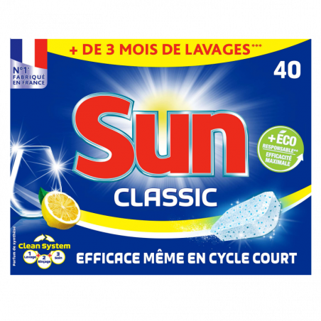Pack de 7 Sun Tablettes Lave-Vaisselle Classic Citron 40 Lavages